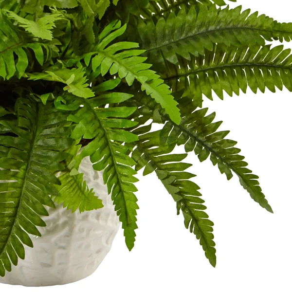 14'' Faux Fern Plant in Ceramic Planter - Image 2
