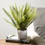 14''+Faux+Fern+Plant+in+Stone+Pot