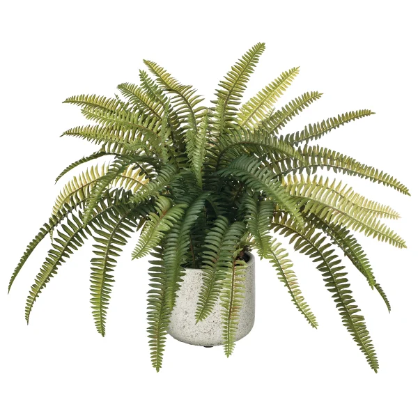 14'' Faux Fern Plant in Stone Pot - Image 3